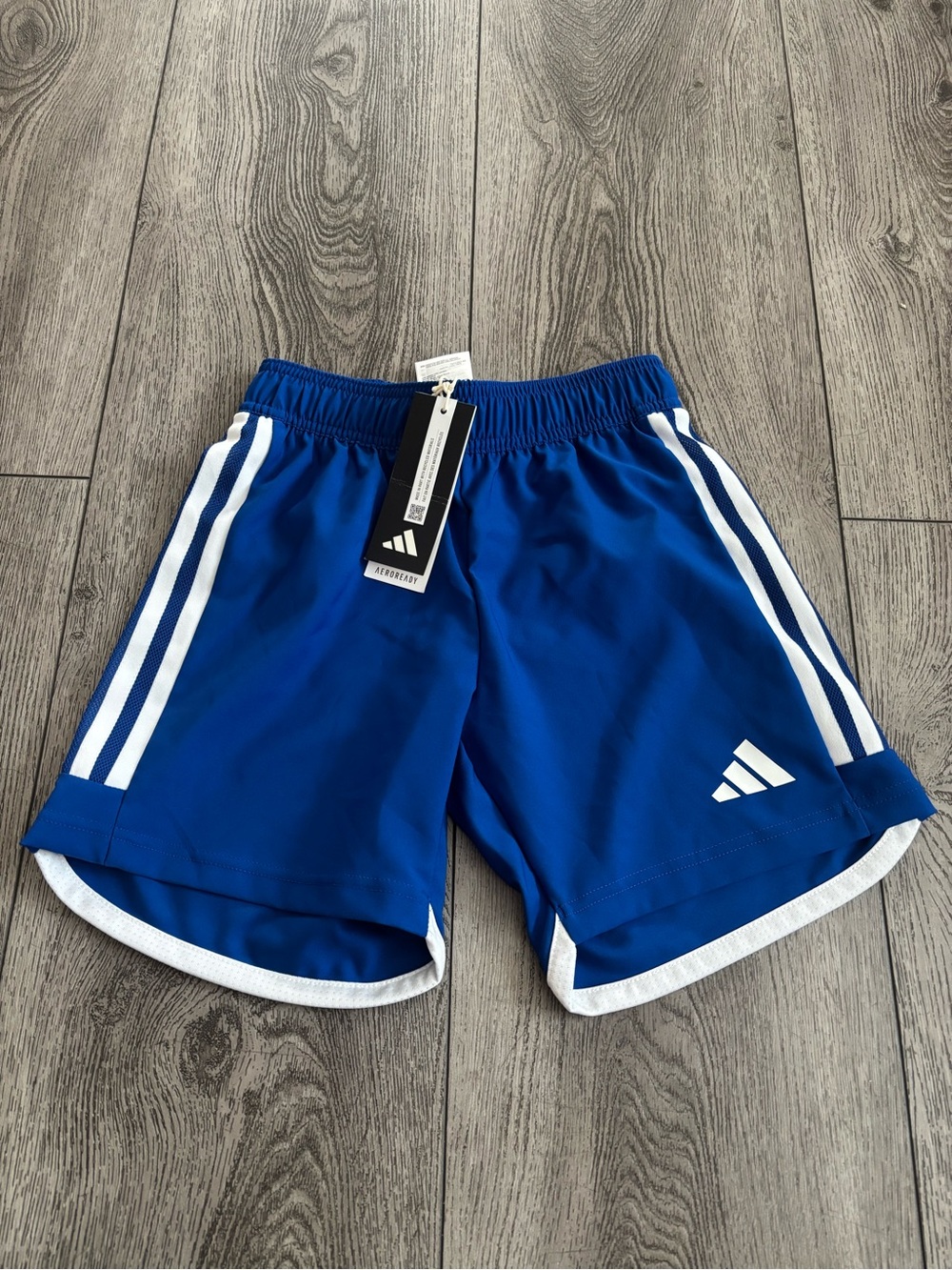 Adidas Royal Blue Kids Athletic Shorts with White Stripes